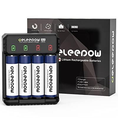 Delyeepow Pile AA Rechargeable 1,5V Lithium 3400mWh de Haute capacité,Piles  Rechargeable AA 1500 Cycle USB-C 4 Piles