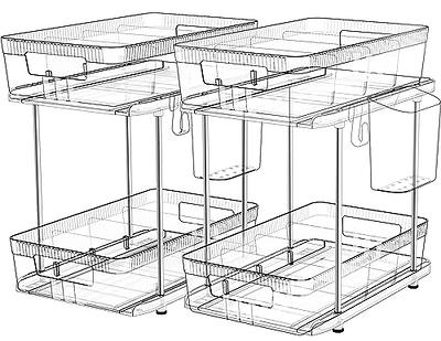 2 Tier Bathroom Storage Organizer with Dividers, Clear Under Sink Organizers  and Storage Pull Out Cabinet Organizer for Bathroom Kitchen Pantry Storage,  Medicine Cabinet Organizer 