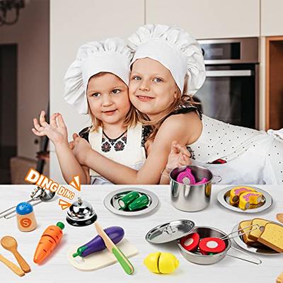 Wood Toy Kitchen Kids Cooking Pretend Play Set