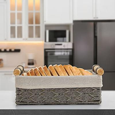 Round Paper Rope Storage Basket Wicker Baskets For Organizing With Handle  Decorative Storage Bins For Countertop Toilet Paper Basket For Toilet Tank  T