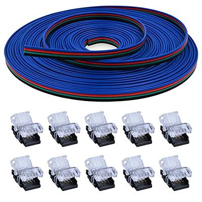 10Packs 4-Pin RGB LED Light Strip Connectors 10mm Unwired Gapless  Solderless Adapter Terminal Extension for SMD 5050 Multicolor Strip