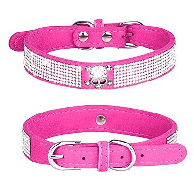 MOUIND Gold Bling Diamond Giltter Leather Fashion Collar with Ring for Tags  for Small Dogs,Cat,Puppy and Kitty Walking Travel Party Gifts, Poodle Dog,Bulldog  and Yorkshire Terrier (XS, Blue) 