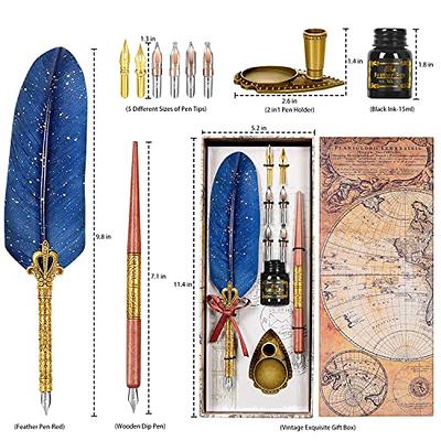 Jubapoz Feather Pen Calligraphy Pen and Ink Set Antique Quill Pen