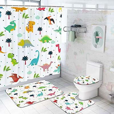 Cartoon Shower Curtain Set, Waterproof Shower Curtain With 12