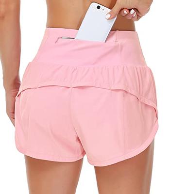 Pink Track Shorts High Rise Elastic Waist