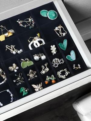 Set of 4 Stackable Jewelry Trays Organizer, Velvet Earring