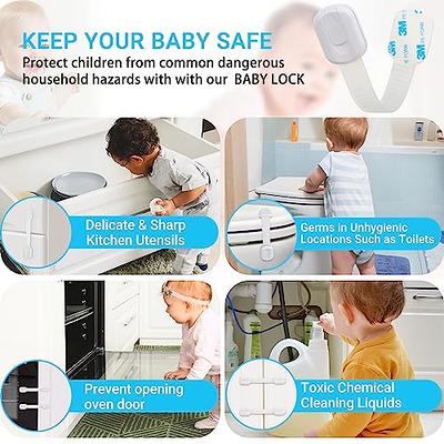 Child Safety Cabinet Locks (10 Pack) - Baby Proofing Latches Lock for  Drawers, Toilet Seat, Fridge, Oven, with 10 Extra 3M Adhesives (Black)