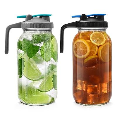 Glass Mason Jar Pitcher with Pour Lids - Ball Jars, 1 Quart (32 oz) Wi