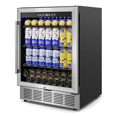 5.1Cu.Ft Soda or Beer Small Wine or Champagne Cooler Low Noise Transparent  Glass Door with a Lock LED Light - 24inch - Yahoo Shopping