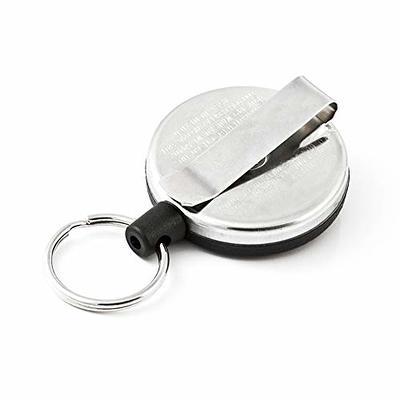 Key-bak Super48 SD 13oz. Locking Retractable Keychain, 36 Retractable Cord, Black Polycarbonate Case, Steel Belt Clip, Oversized Split Ring