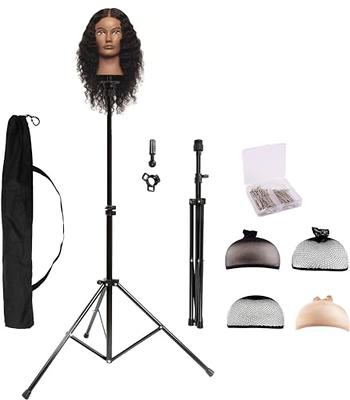 HYOUJIN Wig Head Stand,Wig Stand Tripod Mannequin Head Stand Adjustable  Stand With Foot Panel for Mannequin Head,Manikin Head,Canvas Block Head  with