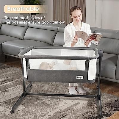 Baby Bassinet Bedside Sleeper for Baby, 4-Sided All Mesh