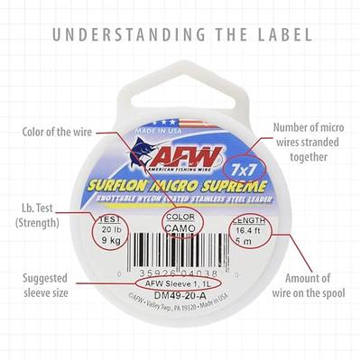 American Fishing Wire Surflon Micro Supreme, Nylon Coated 7x7 Stainless  Steel Leader Wire, 65 lb Test, 030 Diameter, Bright, 5 m - Yahoo Shopping