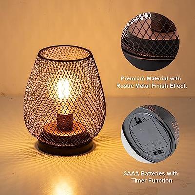 Metal Cage Candle Holder Lantern Battery Powered Table Lamp LED