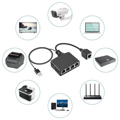 RJ45 Ethernet Splitter 1 to 2 Out, 1000Mbps Network Splitter with USB Power  Cable, Gigabit LAN Internet Splitter Connector for Cat 5/5e/6/7/8, Support  Two Devices Working Simultaneously 