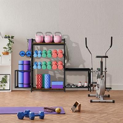  Home Gym Workout Equipment Storage - FHXZH Yoga Mat Storage  Rack Organizer for Dumbbell Kettlebells Foam Rollers Resistance Bands and  More Gym Accessories, All-in-One Exercise Equipment Storage Cart : Sports