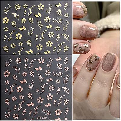 White and gold flower nail decals