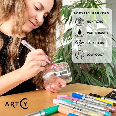 ARTCY Acrylic Paint Pens - 6 White Acrylic Paint Markers Extra Fine Tip  (0.7mm)  Great for Rock Painting, Canvas, Glass, Porcelain, Fabric, Paper,  Pottery and Plastic - Yahoo Shopping