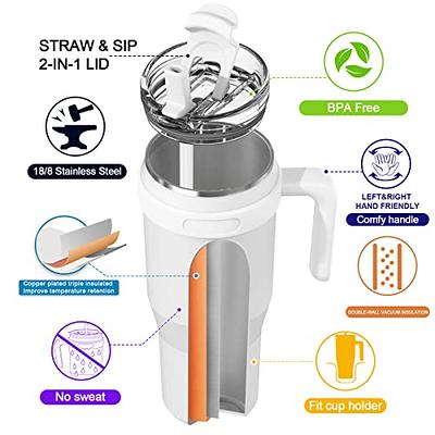 Reduce Cold1 50 oz Reusable Mug Tumbler with Handle - Insulated Stainless Steel Water Bottle for Home, Office and Gym; Straw or Leakproof Flip Lid