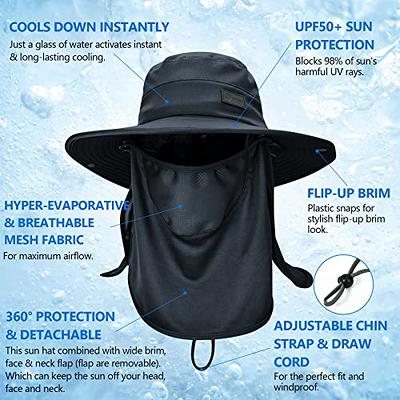 Fishing Hat, Neck Face Flap Outdoor Cap, UV Protection Sun Shade Hat UPF50+  Windproof Strap