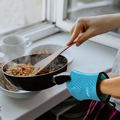 Extra Long Oven Mitts and Pot Holders Sets, Rorecay Heat Resistant Silicone Oven Mittens with Mini Oven Gloves and Hot Pads Potholders for Kitchen