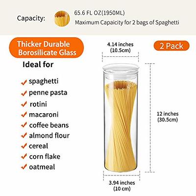 ZENS Glass Canisters with Glass Lids, Airtight Sealed 65.5 Fluid Ounce Tall  Storage Jars Spaghetti Containers