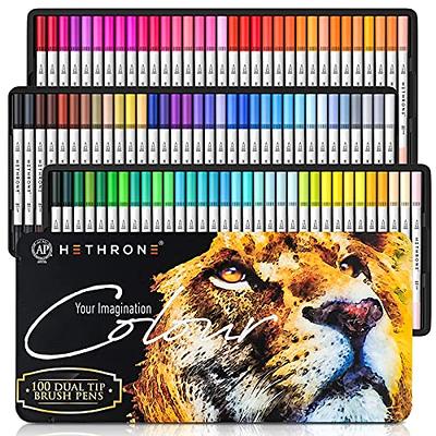 Hethrone Markers for Adult Coloring - 100 Colors Dual Tip Brush Pens Art  Markers Set, Fine Tip Markers for Calligraphy Painting Drawing Lettering  (100 Colors White Lion) - Yahoo Shopping