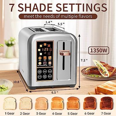 SEEDEEM 4 Slice Toaster, Stainless Bread Toaster Color LCD Display, 7 Bread  Shade Settings, 1.5'' Wide Slots Toaster with Bagel/Defrost/Reheat