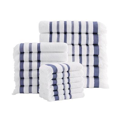 Martha Stewart Collection Cotton Stripe Hand Towel, Created for Macy's - Blue