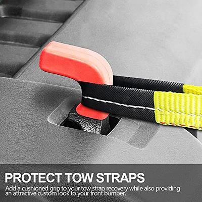 Bumper Tow Hook Covers for Jeep Wrangler, 2Pcs Painting Tow Hooks Straps  Protector Fits Jeep Wrangler 4XE, JK, JL, TJ, Gladiator JT 2007-2023 Front  Bumpers Accessories Cover And Protect Painted Hooks 