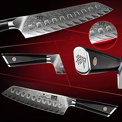 18 Pieces Damascus Kitchen Knife Set, 8 Piece Steak Knives, Non-slip ABS  Ergonomic Triple Rivet Handle for Meat Fork, Knife Sharpener and Shears, 17
