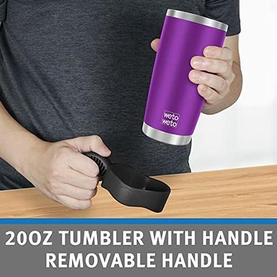 20 oz Stainless Steel Tumbler Double Wall Vacuum Insulated Coffee Cup  Travel Mug with Straws No Handle (Purple)