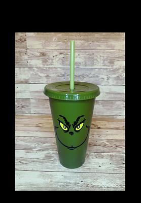 Custom Starbucks inspired reusable cold cup tumbler with straw