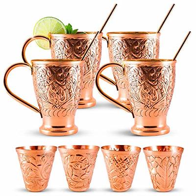 Set of 4 Pure Copper Straws with Moscow mule 2 Straw Stirrer Cocktail Gift  Set