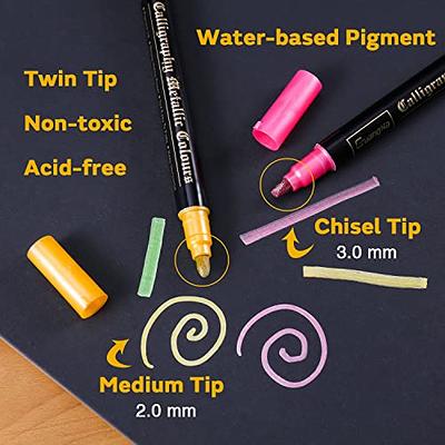 Sunshilor Metallic Marker Pens Medium Point Metallic Pens for Black Paper,  Art Rock Painting, Halloween Pumpkin, Easter Egg, Ceramics, Wine Glass
