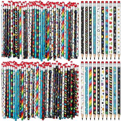 QDXATIVP 28pcs Fun Cute Pencils for Kids,Colorful Stripe Pencils with Assorted Fruit Animal Erasers Toppers,Pencils and Erasers Set for School