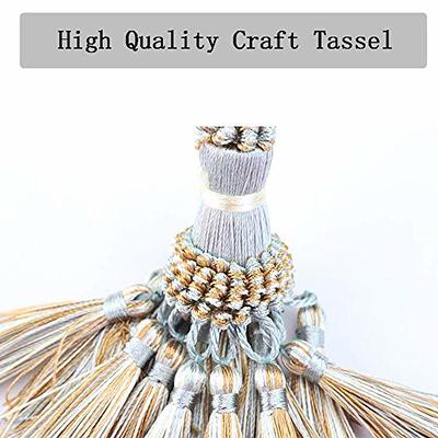 5Pcs Mushroom Ring Tassel Silky Handmade Craft Tassel with Golden