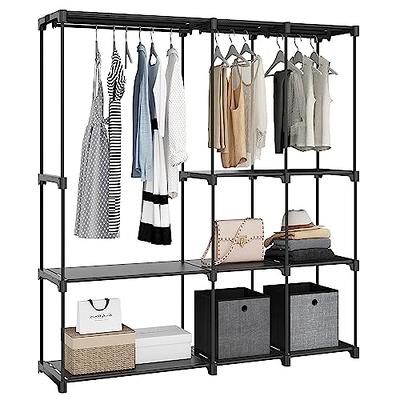 Aheaplus Clothes Rack Wardrobe Closet for Hanging Clothes Heavy Duty  Garment Rack, Large Corner L Shaped Closet System Organizers Walk-in Closet  for