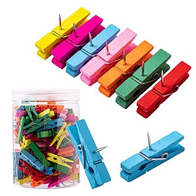 ZYFOFFICE 100PCS Push Pin with Wooden Clips Durable Push Pins for