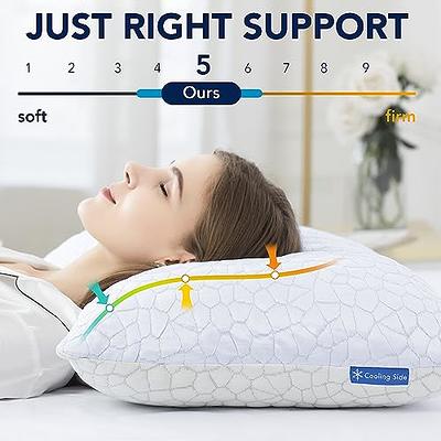 Cooling Shredded Memory Foam Bed Pillows Adjustable Firm Support Pillow for Side and Back Sleepers Luxury Hotel Foam Pillows Set of 2 Bed Pillows for