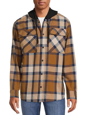 Time and Tru Women's Button Down Flannel Shirt, Sizes Xs-3xl, Size: Small, Brown