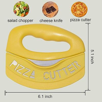 Mezzaluna Knife Salad Chopper, Stainless Steel Blade with Protective Cover  - Ergonomic Anti-Slip Handle Vegetable Chopper Mincing Knife for Pizza