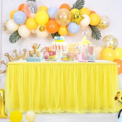 Black Tulle Tutu Table Skirts for Rectangle or Round Tables 6ft Black Table Cloth with LED for Birthday Party Banquet Wedding