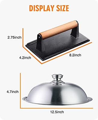 Griddle Accessories for Blackstone, Commercial Grade 12 Inch Heavy Duty  Round Melting Dome with 7 Round Cast Iron Grill Burger Bacon Press,  Perfect