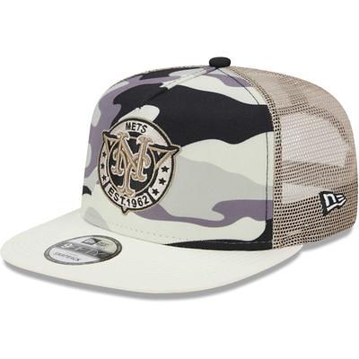 New York Giants New Era Happy Camper A-Frame Trucker 9FORTY Snapback Hat -  Khaki/White