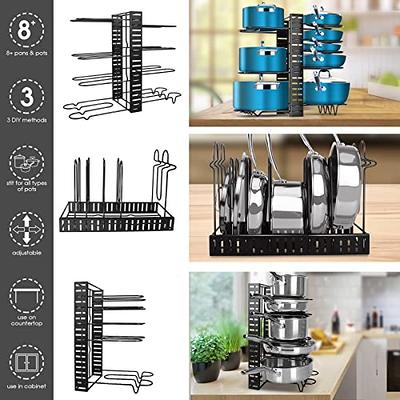 SpaceAid Heavy Duty Pan Organizer Rack for Cabinet, Pot Lid Holder, Kitchen Organization & Storage for Cast Iron Skillet, Bakeware, Cutting Board 