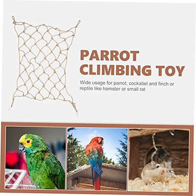 Bird Hemp Rope Net Swing,Parrot Perch Climbing Rope Ladder,Hammock Hanging on Parakeet Cage wiht 2 Hooks,Chew Toys for Greys Cockatoo,Cockatiel