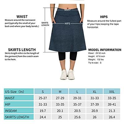 ANIVIVO Women Long Knee Length Skirt with Capris Leggings,Skirted Leggings  with High Waisted Zipper Pockets(Dark Denim Blue,M) - Yahoo Shopping