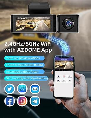 AZDOME 5G WiFi 3 Channel Dash Cam, Dash Camera Front and Rear 4K+