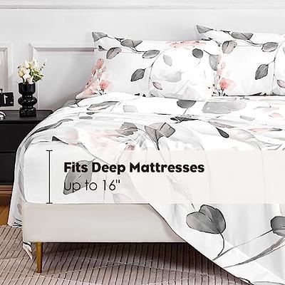 Bedsure Deep Pocket King Sheets Set - Fits Mattresses Up to 21 Thick, 4 Piece Air Mattress Sheets with Deep Pocket, Moisture Wicking Soft Cooling